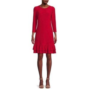 LaLo & Co Women's Red Viscose/Poly/Spandex Jersey Knit w Cotton Tiered Ruffles S